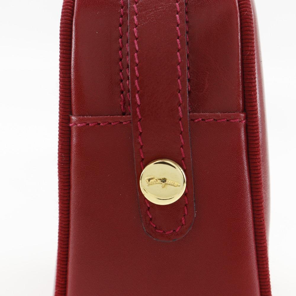 Salvatore Ferragamo Vala Shoulder Bag D21 3096 Red Calfskin Women Used