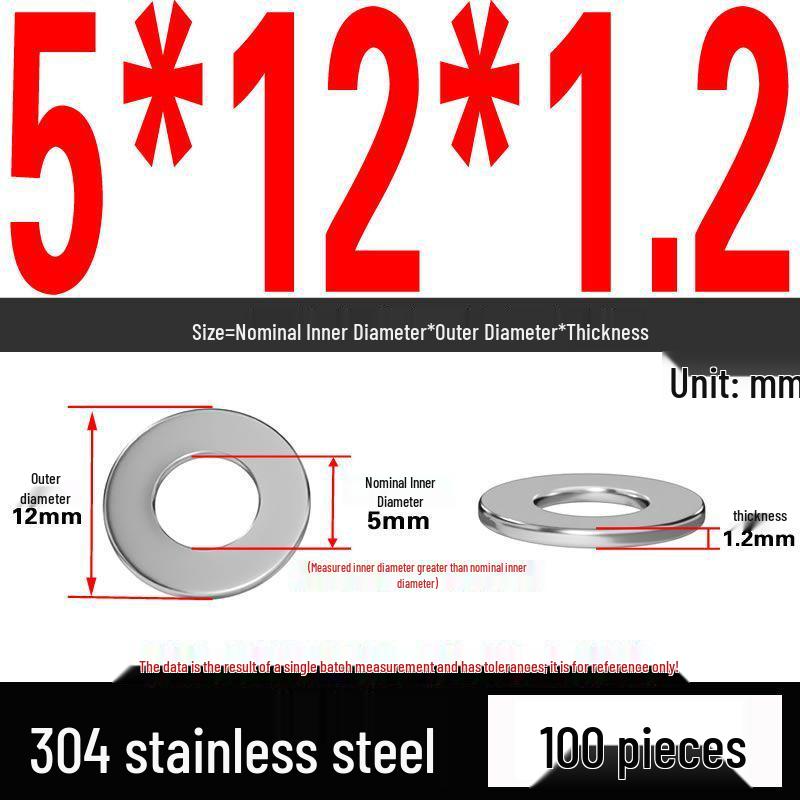 Thickened 304 Stainless Steel Flat Washer Spacer (M2-M36)