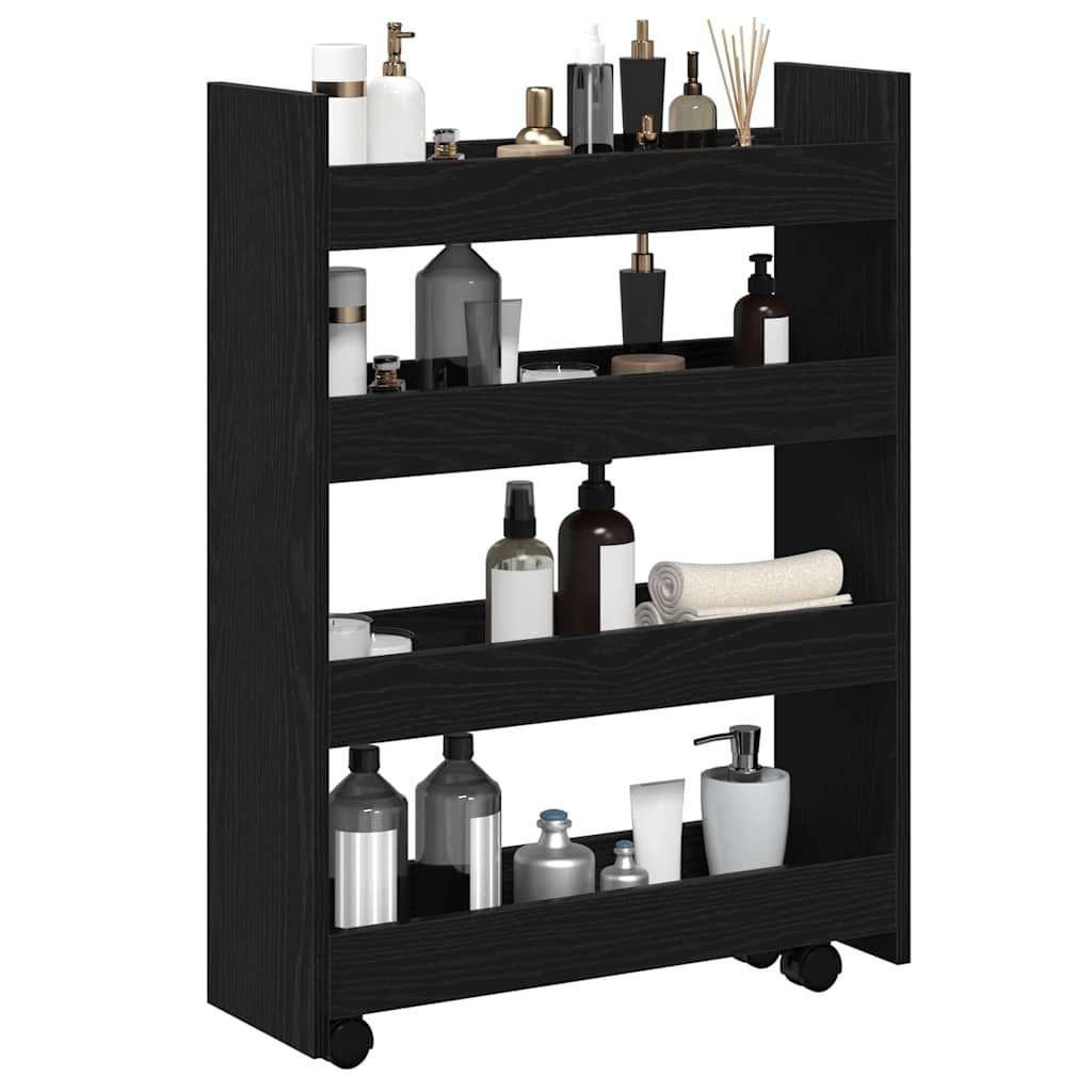 Narrow Storage Trolley Black Oak Effect