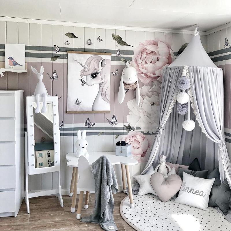 Ins New Scandinavian Summer Chiffon Lace Baby Mosquito Nets Dome Children's Room Tents Mosquito Nets Three Colour Options