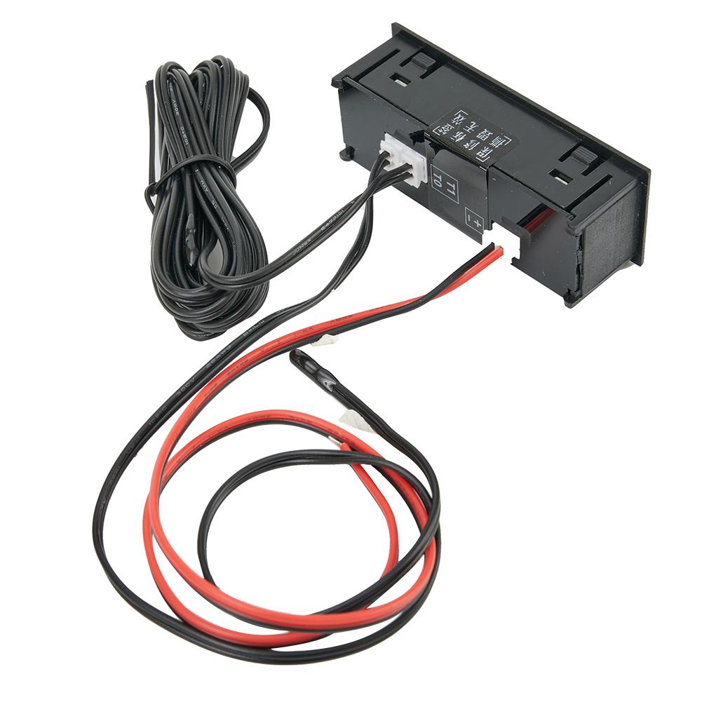 Clock Car Voltmeter LED Digital Display DC 5-27V Indoor Outdoor 12V 3in1