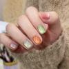 24Pcs Cute Short Square Press On Nails Cat Eye Glitter Diamond Full Cover Artificial Nail Tips For Girls