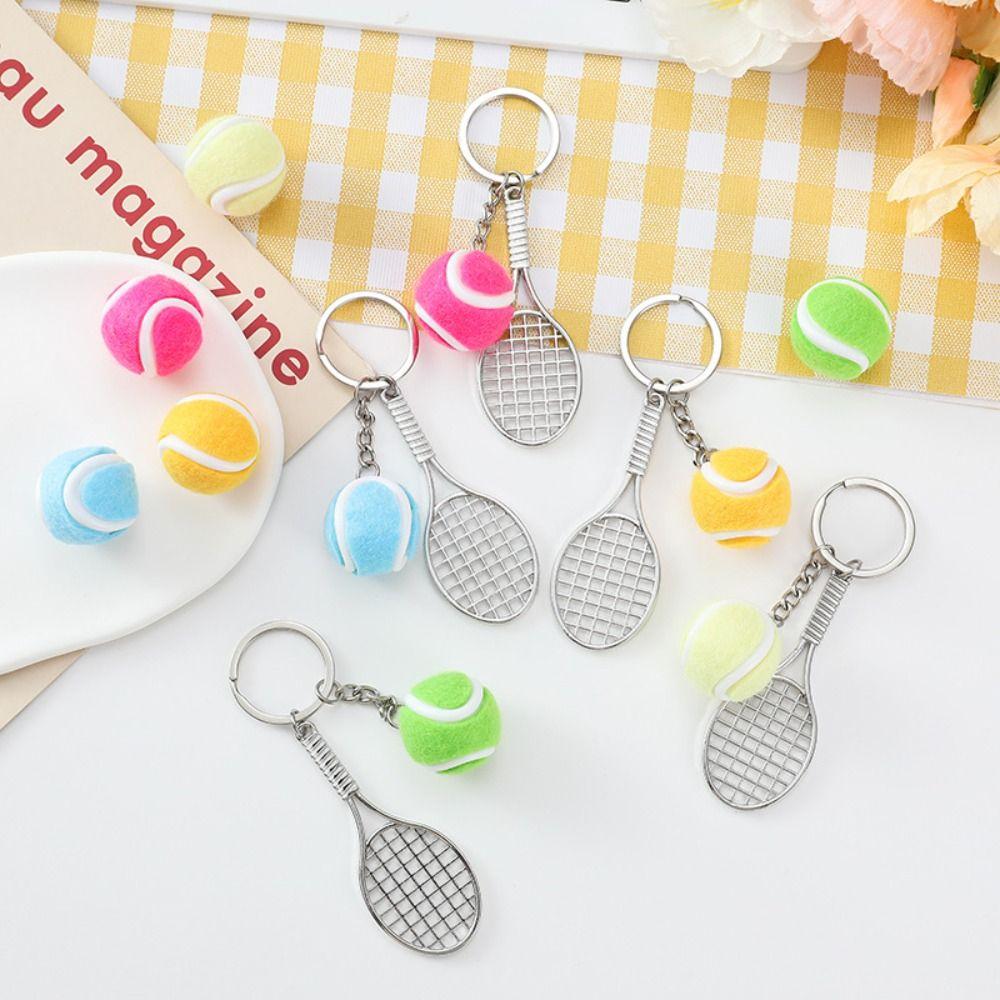 

Zinc Zinc Alloy Luxury Metal Keychain Tennis Shape Car Key Chain Vivid Bag Pendant Unisex жёлтый
