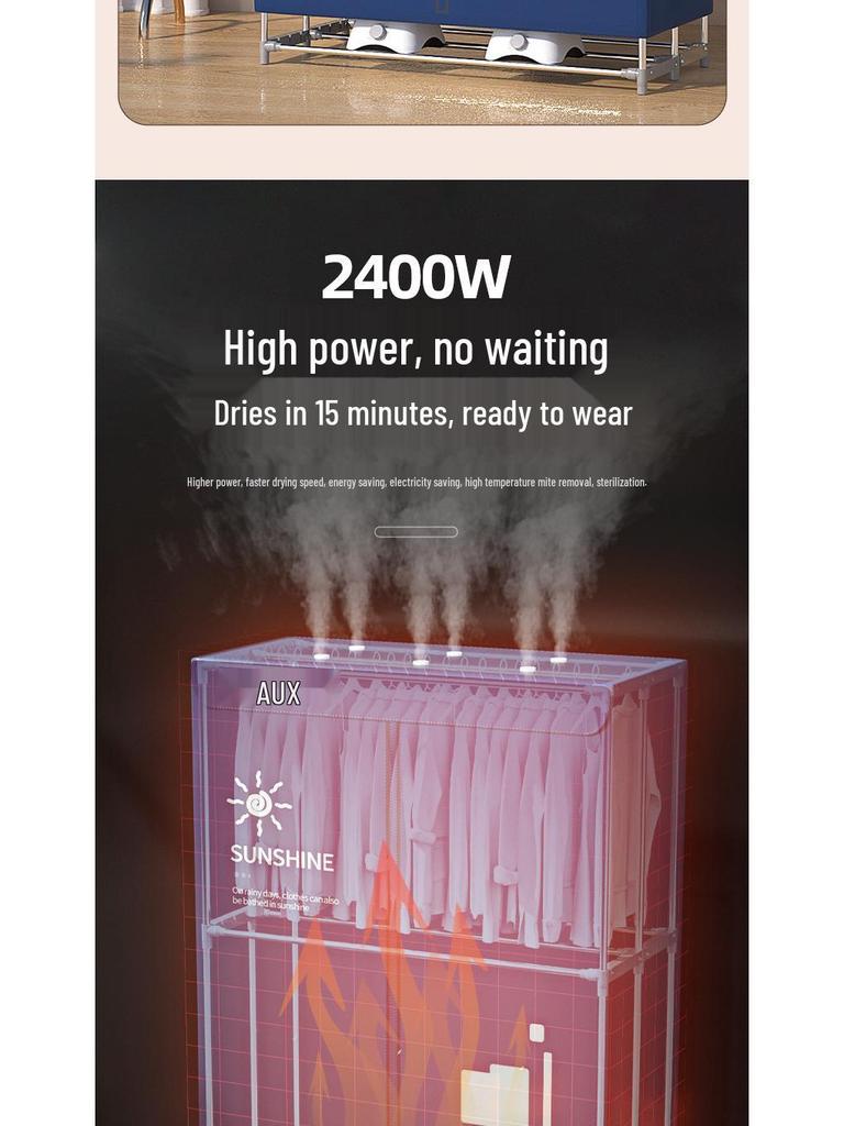 Aux 3000W Foldable Commercial Clothes and Towel Dryer with Large Capacity