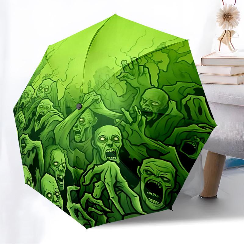 1PC Zombie Swarm Automatic Folding Umbrella - Compact 8-Rib Design, Durable Plastic & Iron, Lightweight for Outdoor Daily Use, Festive Gift061