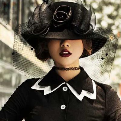 Winter Hat for Women French Hepburn Style Banquet Top Hat Light Luxury High-end European and American Retro Woolen Hat Thick