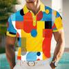 3D Printed Geometric Polka Dot Men's Casual Wear Summer Short Sleeved Color Contrasting Collar