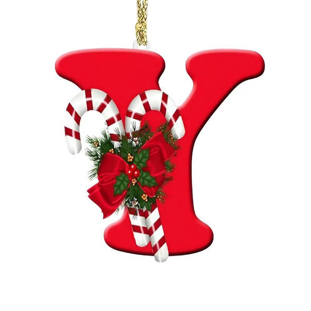1pc Christmas Pendant Acrylic 26 Letter Pendant Hanging Christmas Tree Ornament Accessories Xmas New Year Decor Ornaments