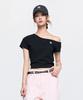 Emelbi Women'S Basic Off-Shoulder Short Sleeve T-Shirt Ny (Black)