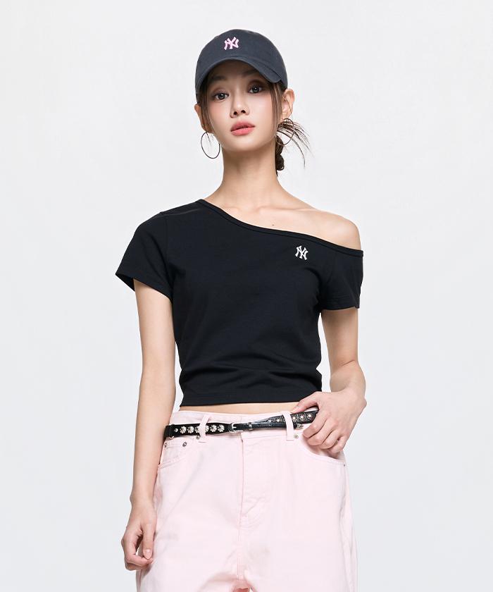 Emelbi Women'S Basic Off-Shoulder Short Sleeve T-Shirt Ny (Black)