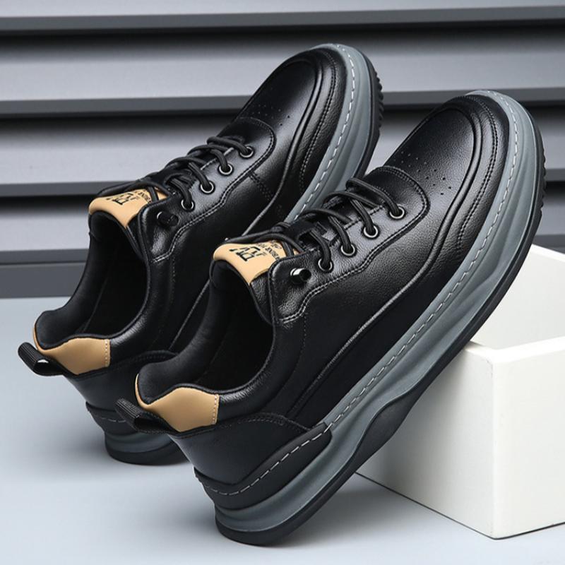 Pánské boty z pravé kůže Podzimní všestranné bílé boty Silná podrážka Prodyšné kožené boty Pánské ležérní tenisky