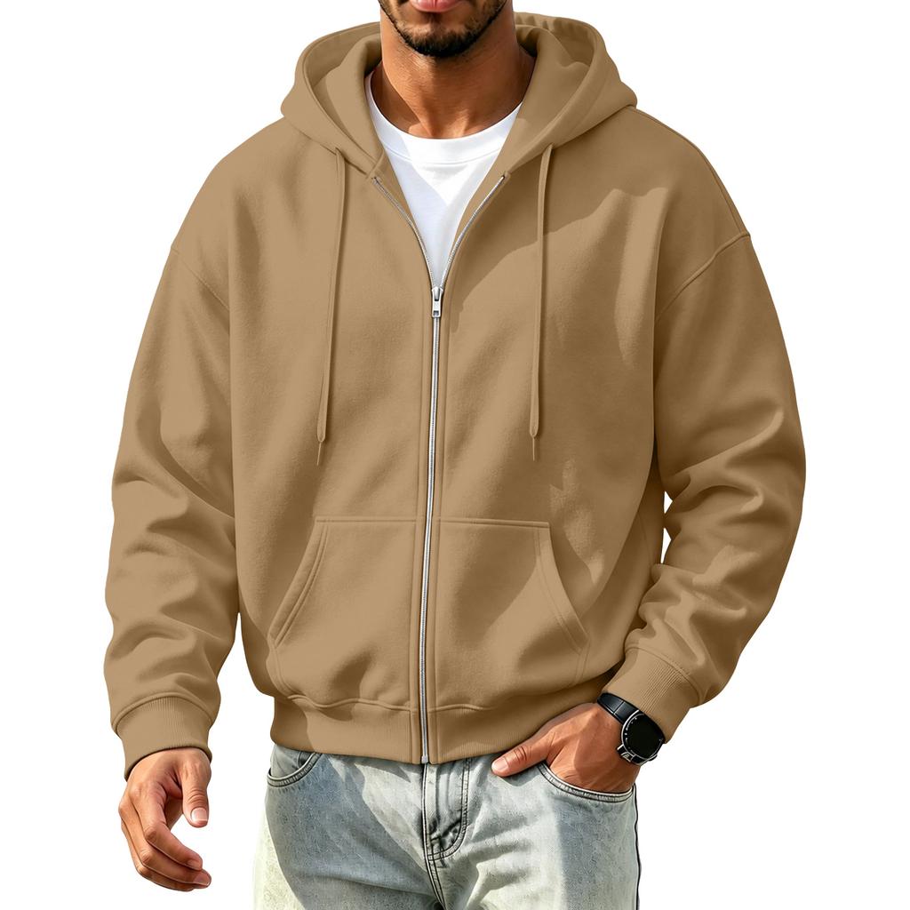 Men's Color Zip Up Hooded Sweatshirt for Winter
