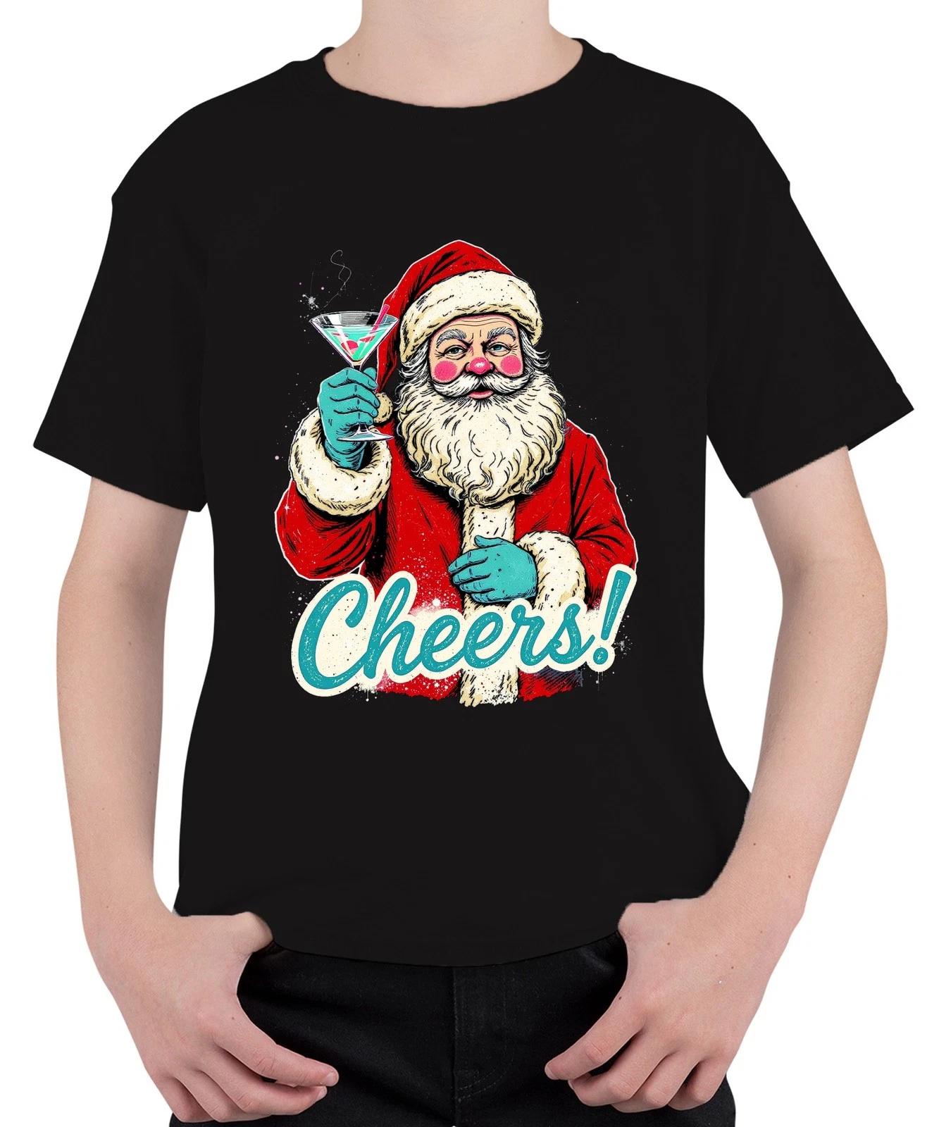 Weihnachtsmann Cheers! Cocktail Martini Weihnachtsfeier Vintage Unisex Kinder T- M