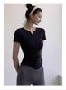 Women's V-Neck Slimming Yoga T-shirt with Ruched Waist - Stretchy & Skin-friendly