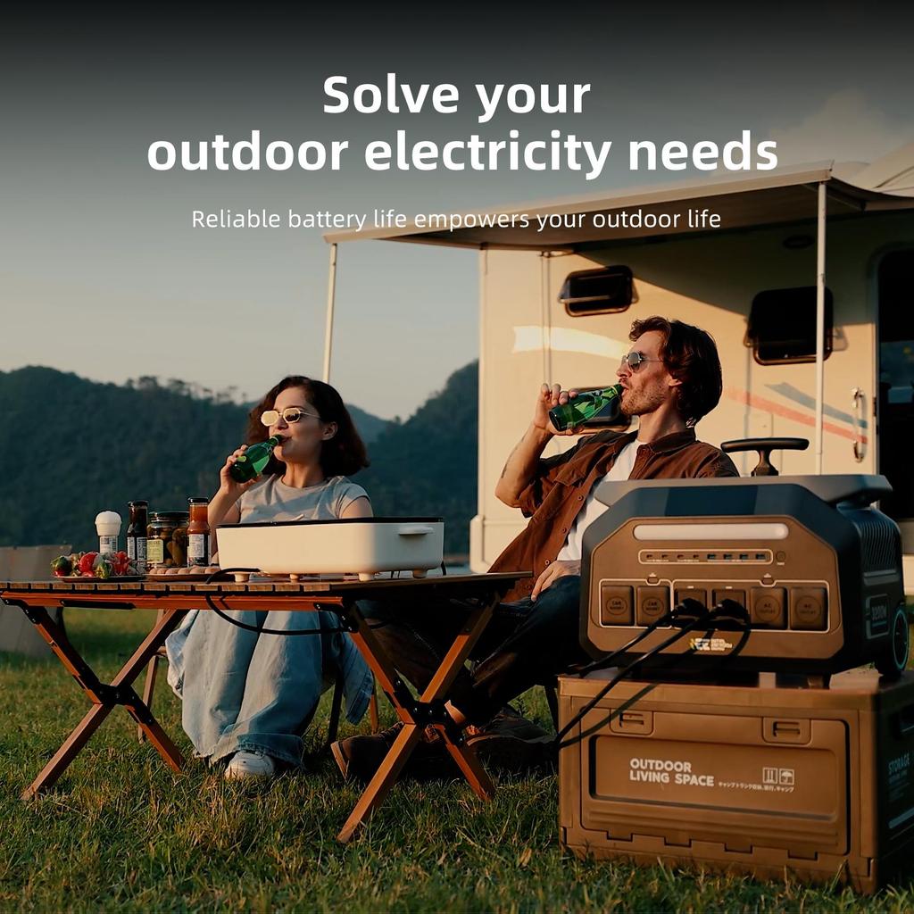 IEE P2400 2400W Portable Power Station, 2048Wh LiFePO4 Battery Solar Generator, 16 Output Ports, 1.2 Hours Fast Charging, App Control