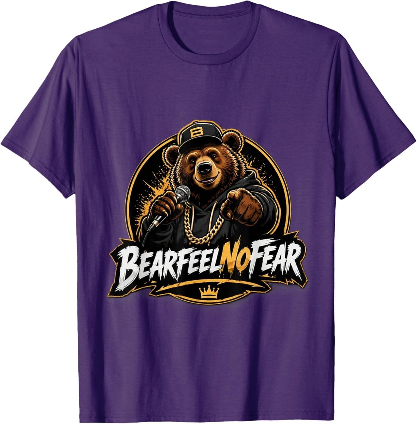 BearFeelNoFear - of Minimal Positive Bear Design T-Shirt S разноцветный