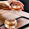 6pcs/Lot 50ml Stripe Double-layer Glass Tea Cup Heat Resistant Teaware Small Capacity Pumpkin shape Puer Taste TeaCup Cups