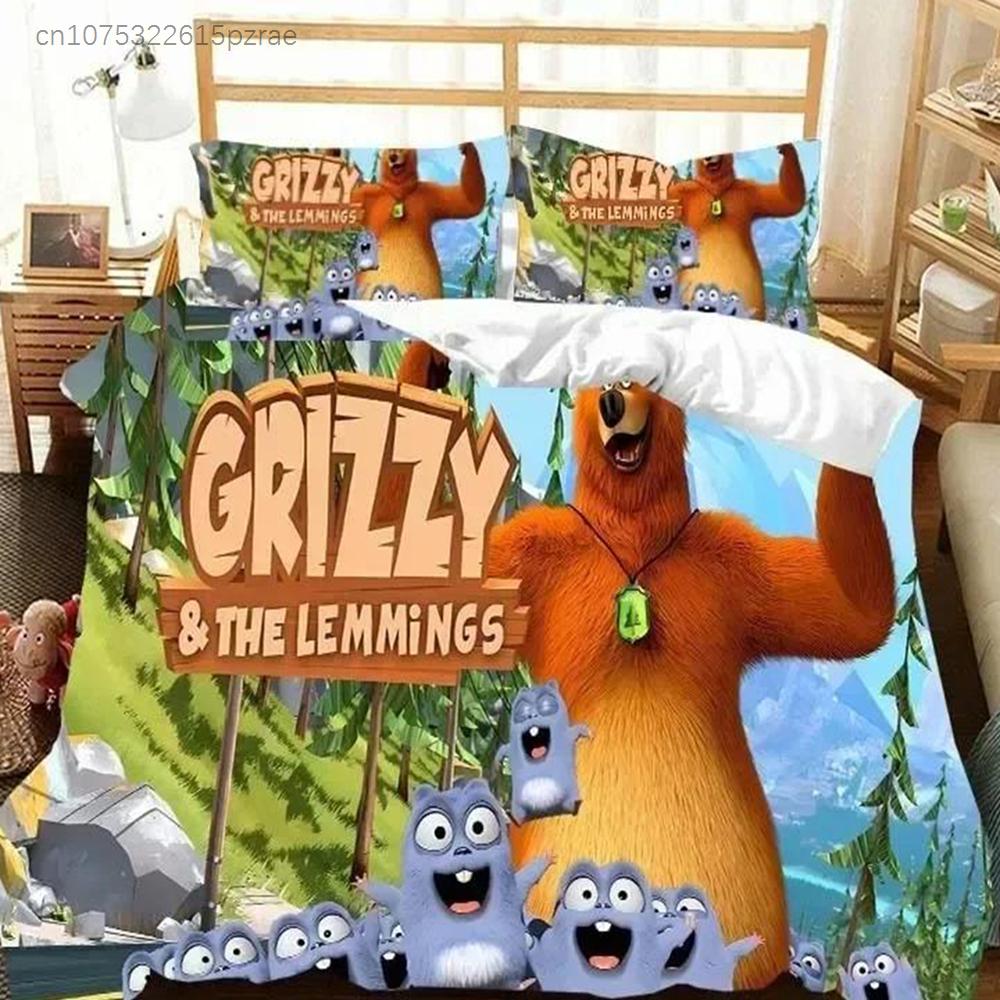3D G-Grizzy And The Lemmings Bedding Set Printed Bed Set With Pillowcase Bed Duvet Cover Soft Queen King Size Bedclothes Home
