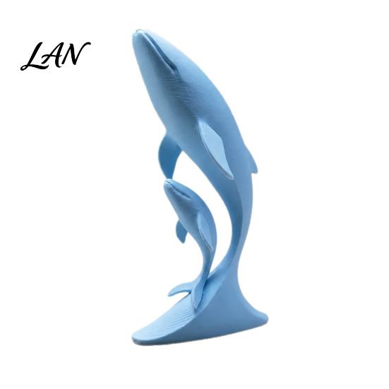 Modern Minimalist Home Accents 3D Printed Whale Ornaments, Mother And Child Figurines, Statue for Desktop Double Sculpture Office Decor Artistic