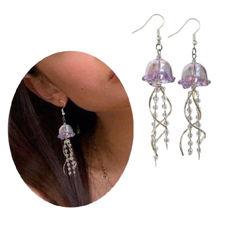 Exquisite Jellyfish Charm Earrings Personalized Jellyfish Pedant Earring Elegant Dangle Ear Hook for Stylish Outfits