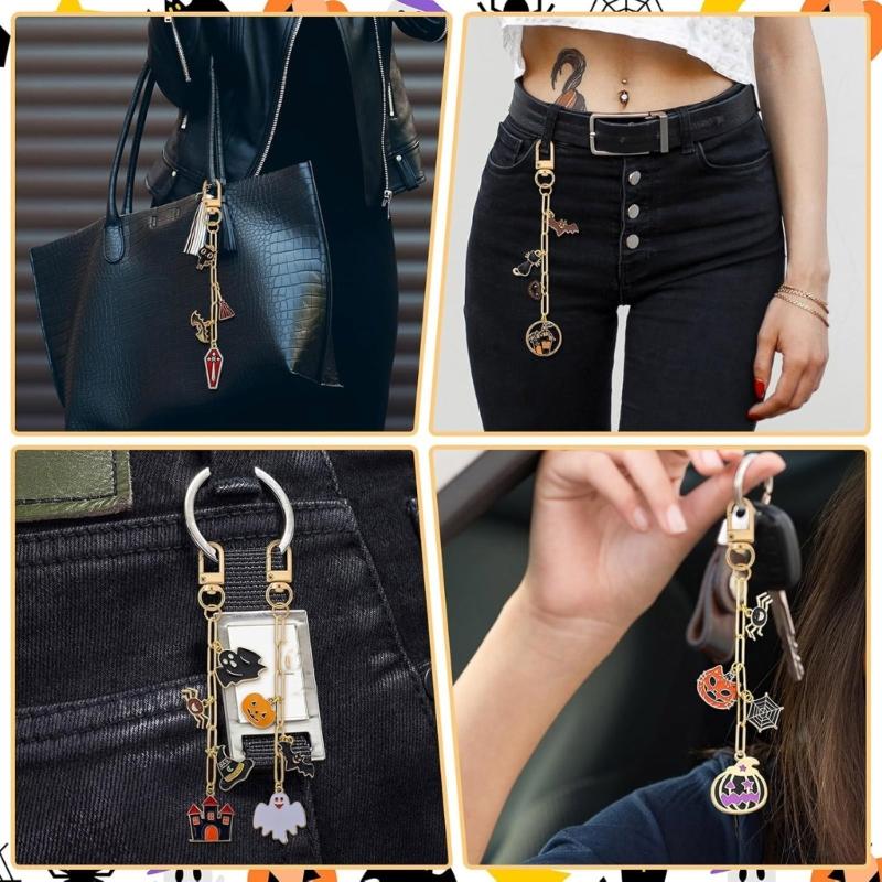 DIY Halloween Keyring Making Supplies 237Pcs Metal Autumn Crafts Pendant Set Including Spooky Charm Jewelry Tool