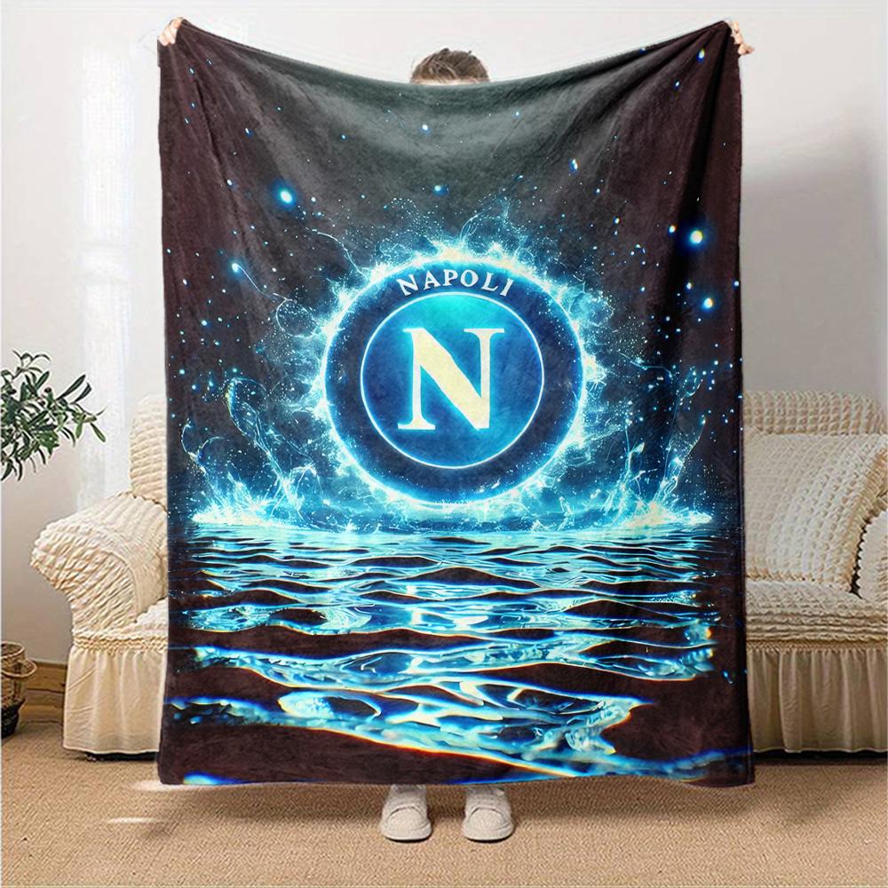 1pc Blanket - NAPOLI LOGO Print Design,Lightweight Blanket for Sofa,Bed- Soft &Warm,Gift for All Seasons