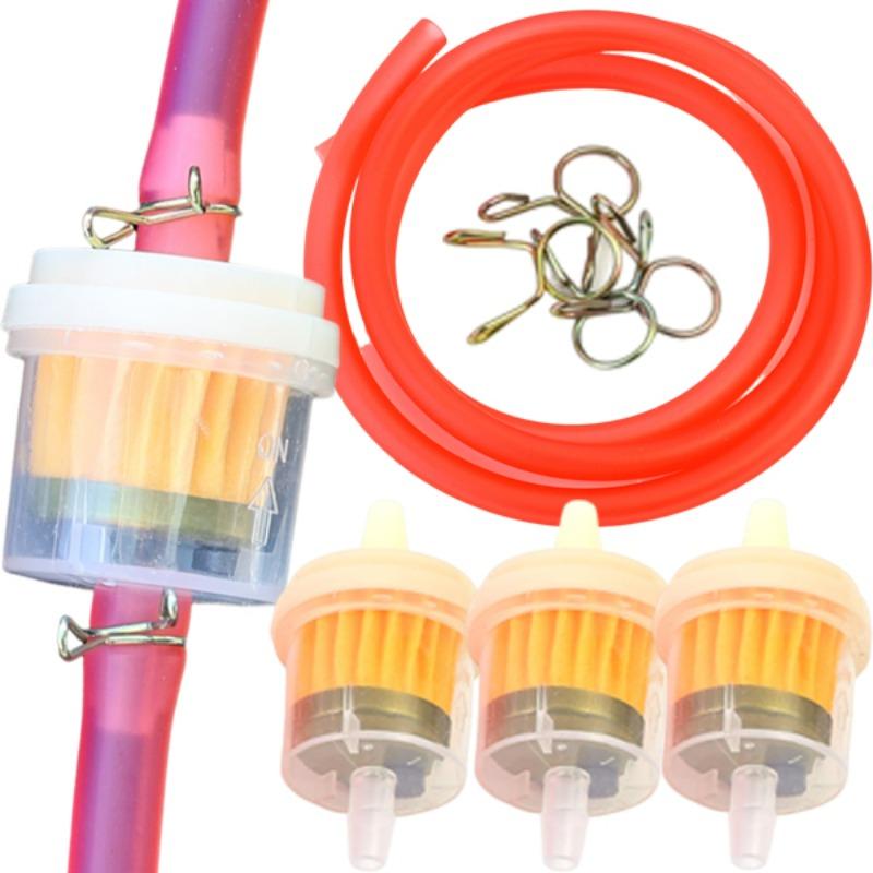 Motorcycle Inline Fuel Filter with Rubber Hose Replacement for Motorcycle Fuel System Cleaner Scooter Dirt Bike ATV Fuel Filter