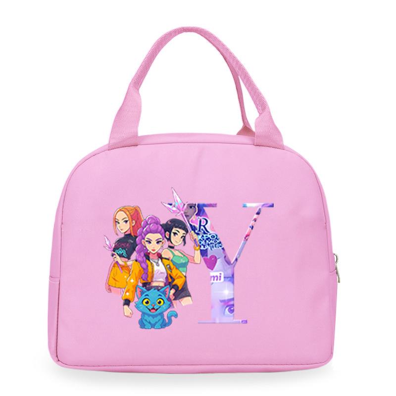 Trend Kpop Anime Cartoon Peripheral 26 Letter Printing Bento Bag Commuter Portable Lunch Box Bag