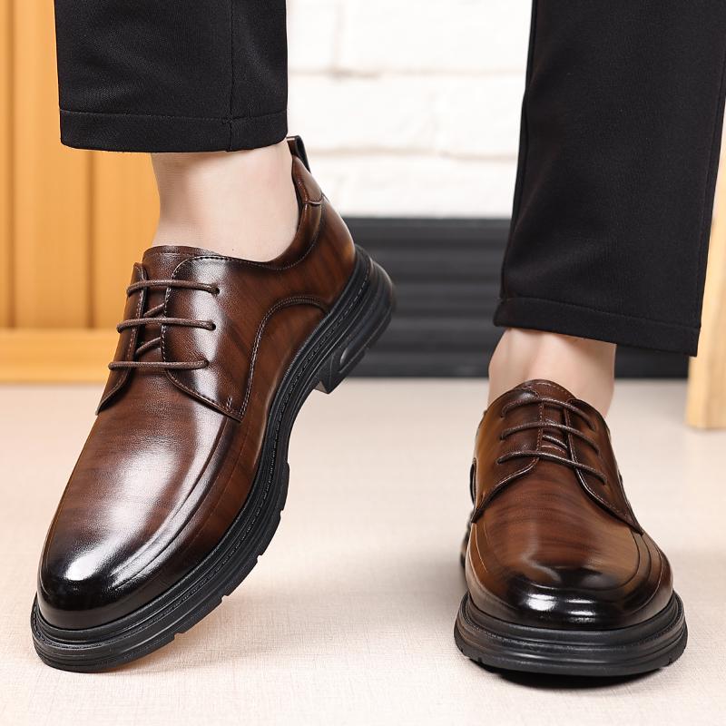 High End Brand Men's Genuine Leather Casual Shoes Thick Soled Wear-resistant Office Business Dress Shoes Men's Work Shoes