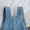 Girls Casual Double-breasted Solid-color Jean Strap Shorts For Summer