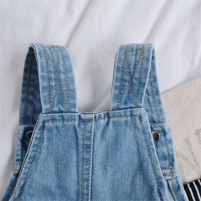 Girls Casual Double-breasted Solid-color Jean Strap Shorts For Summer
