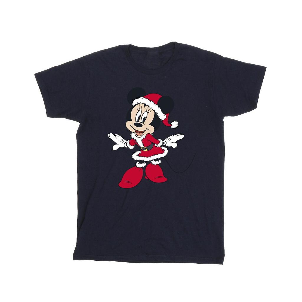 Disney Girls Minnie Mouse Mrs Claus Cotton Christmas T-Shirt