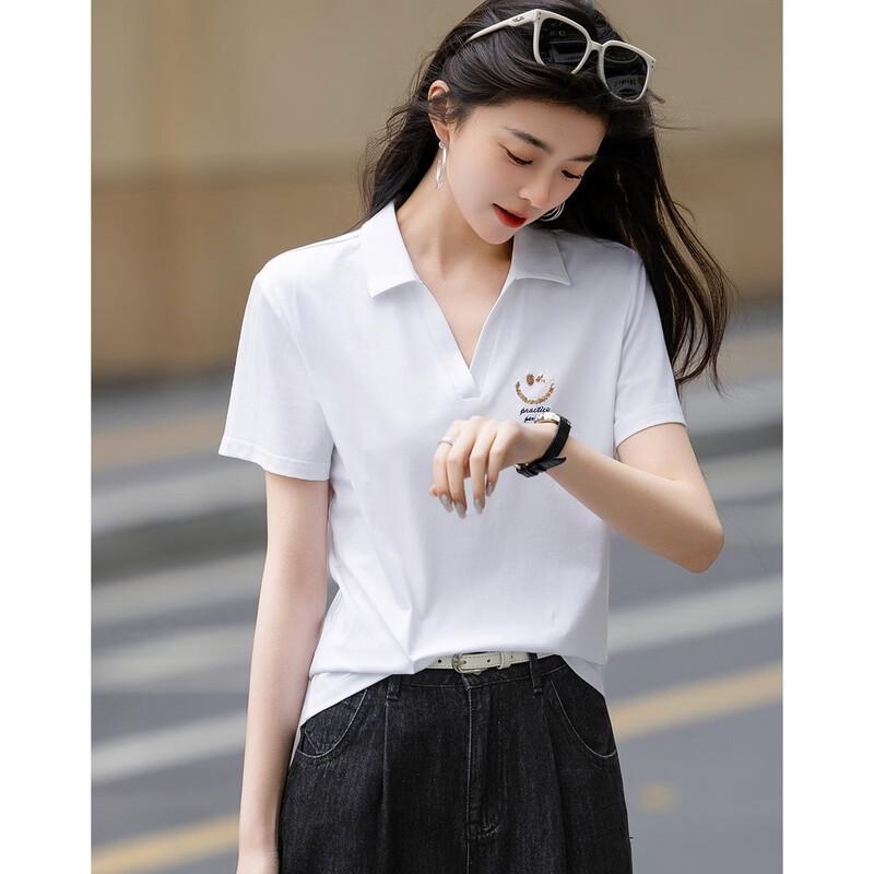 Demana Women's Embroidered Cat Polo T-Shirt