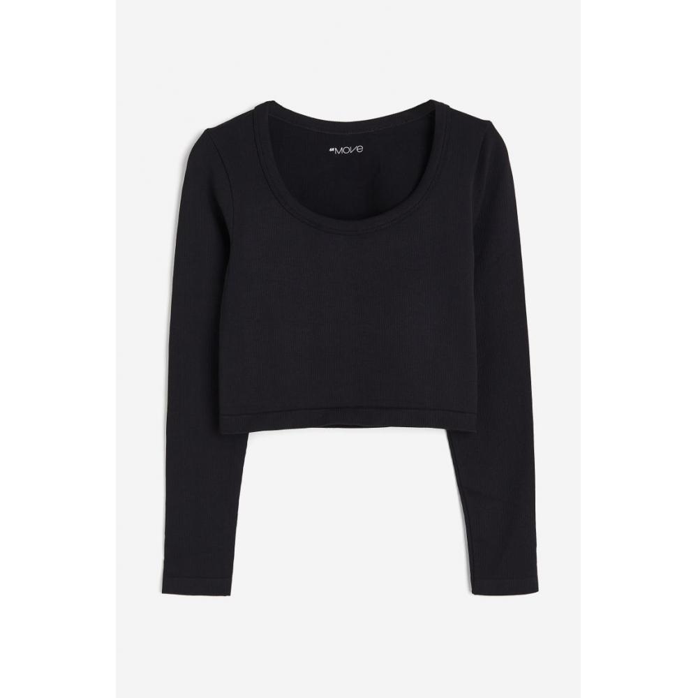 

Бесшовный укороченный спортивный топ HM DryMove, черный