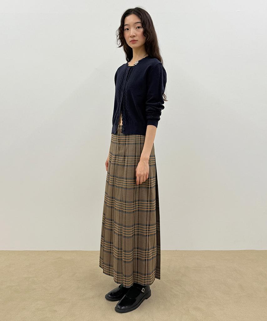 SINOON Mixed Cable Scallop Knit Cardigan (Navy)