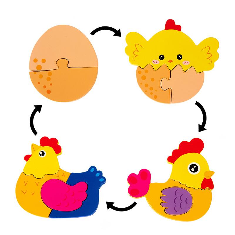 Baby Toy Wooden 3D Puzzle Toys Life Cycle Puzzle Cartoon Jigsaw For Children Baby Early Educational Intelligent Gifts for Kids