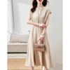 Demana Women's Summer V-Neck Short Sleeve A-Line Midi Dress