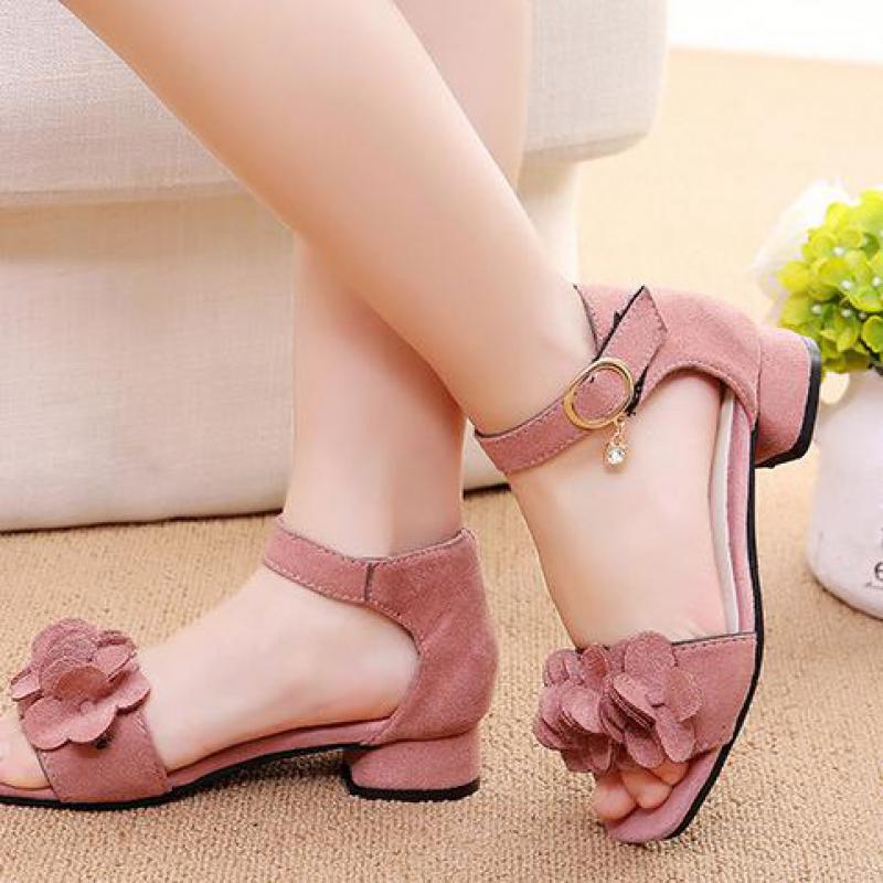 Letní Dětské Kožené Boty Dívčí Boty Svatební Dětské Princezna Květinové sandály Pro dívky Neformální Taneční boty Ploché sandály