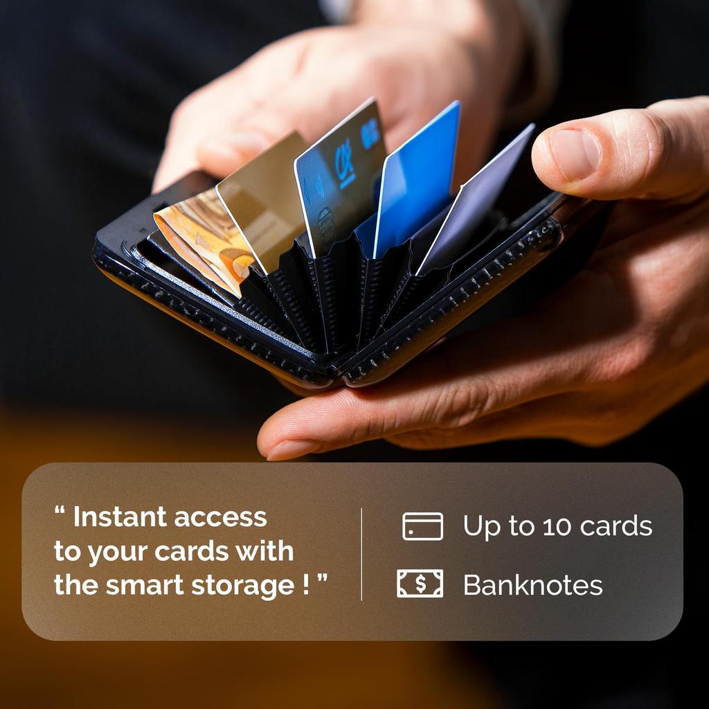 [ÖGON -DESIGNS-] [OGONOGON] Men's V2 Carbon Fiber Credit Card Case with Anti-Skimming and Waterproof Accordion-Style Design