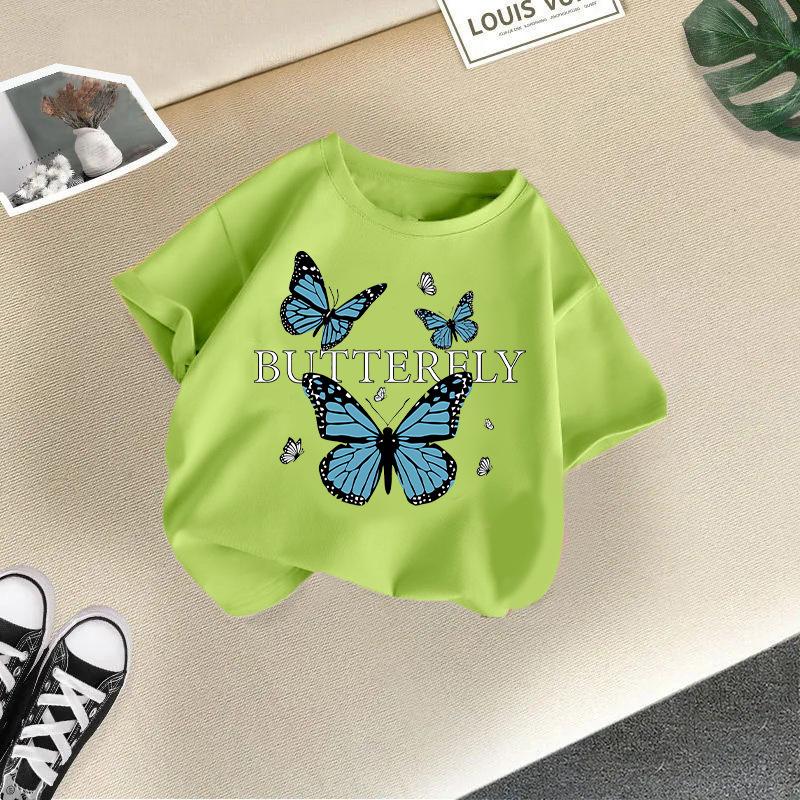 T-shirt décontracté à manches courtes pour enfants - T-shirt d'été ample pour filles avec nœud