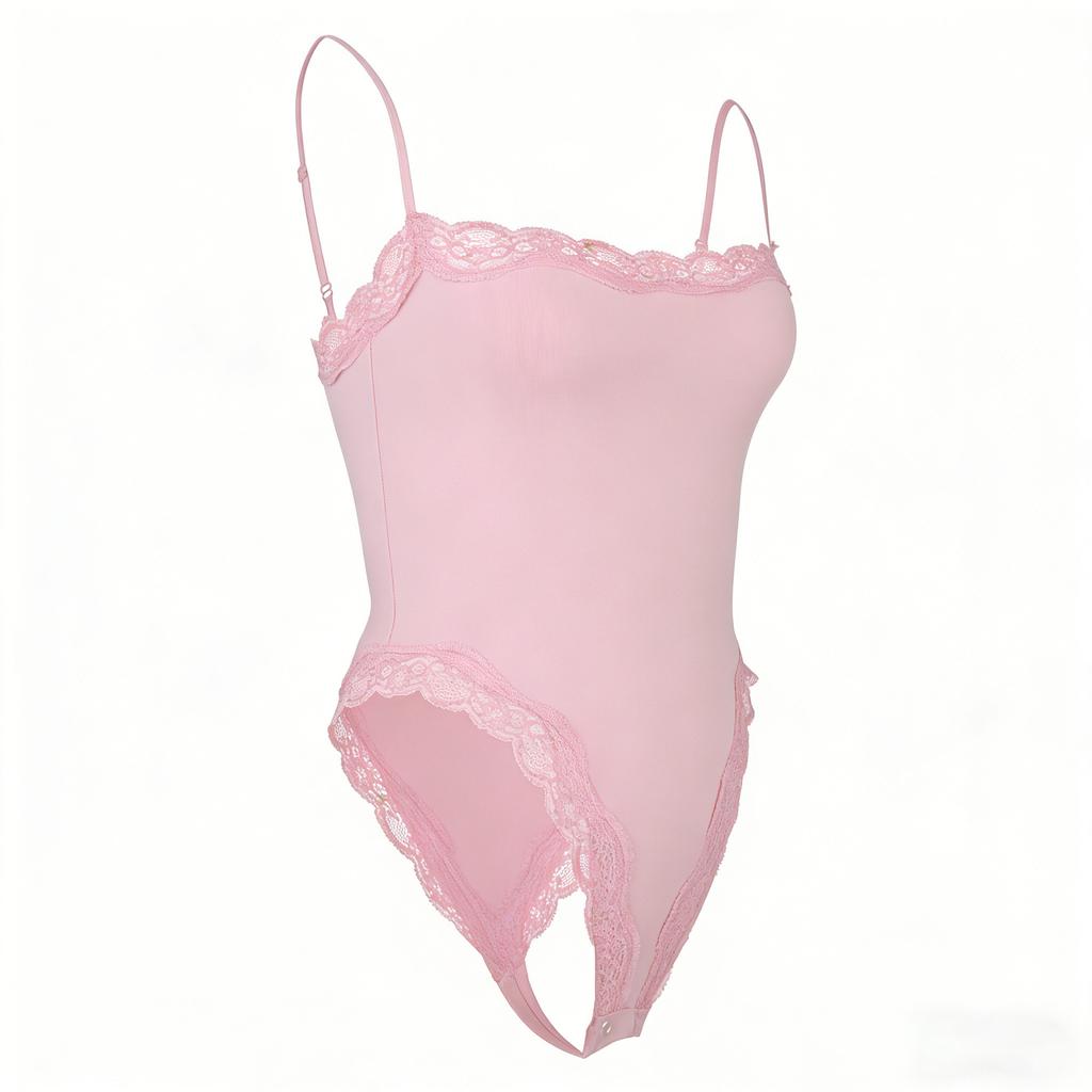 Sexy Spitzenbesetzter High-Waist Formender Strumpfhalter-Bodysuit Für Damen