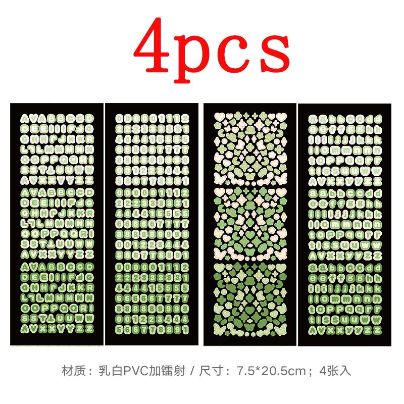 4Sheets/Pack Laser Bling Letter Gift Alphabet Sticker Decorate Photocard Scrapbooking DIY Photo Album Stationery Supplies