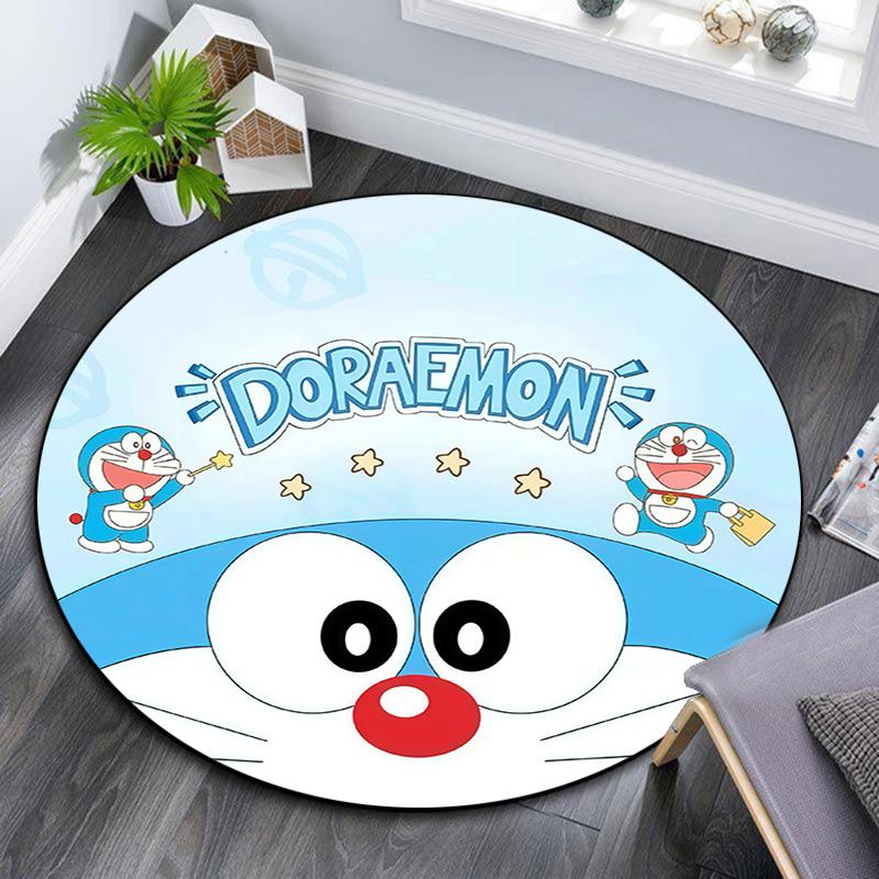 Doraemon3 Round Area Rug,Carpet Rug for Living Room Bedroom Sofa Playroom Decor,Non-slip Floor Mat