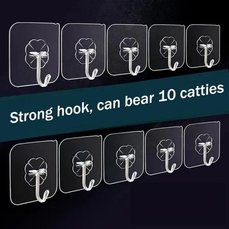 10-50pc Household Hook Multi Function Sticky Hook Household Transparent Hook For Bathroom Shower Wall Storage Hanger Accessories
