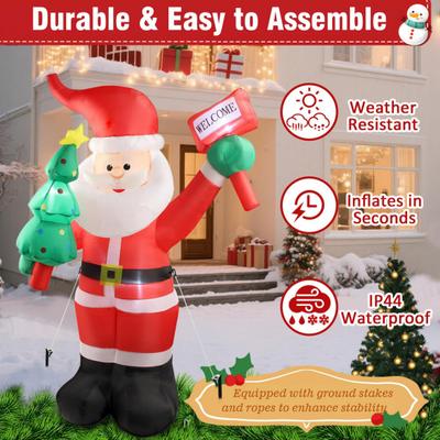 Inflatable Christmas Snowman Outdoor Decoration with LED Light Large Blow Up Snowman with Black Hat for Outside Yard Garden Lawn Party Decor