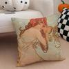 A-Alphonse Maria M-Mucha Cushion Cover Linen Pillow Case Soft Breathable Protective Couch Room Decoration