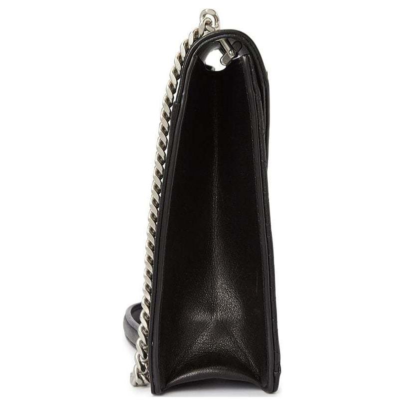 Saint Laurent YSL Monogram Gabi Silver Logo Chain Envelope Bag Women Shoulder Bag Black 668864-1ELV6-1000