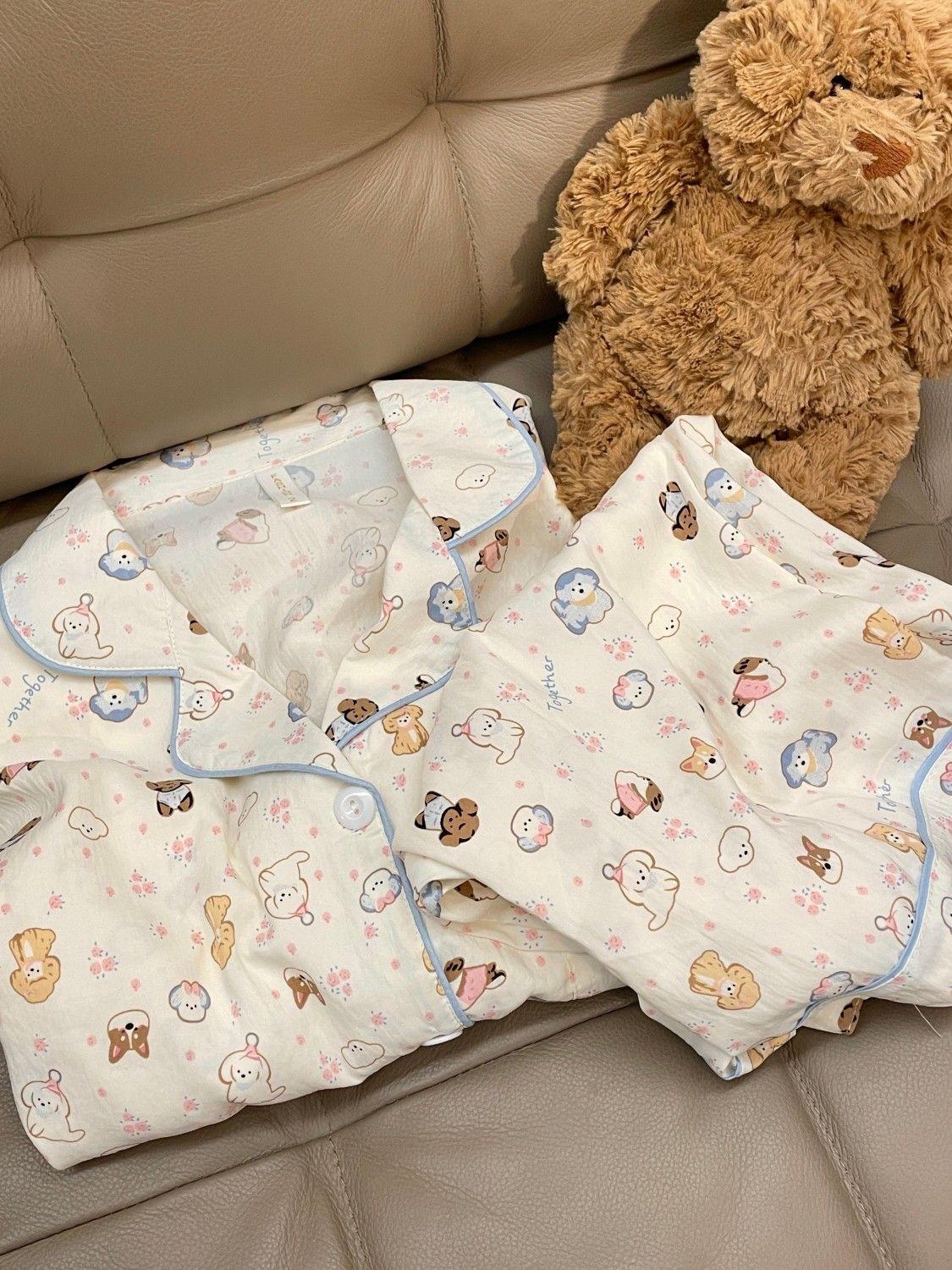 

Summer full of cartoon animal pajamas women s summer short-sleeved shorts set Internet celebrity new princess style loungewear S
