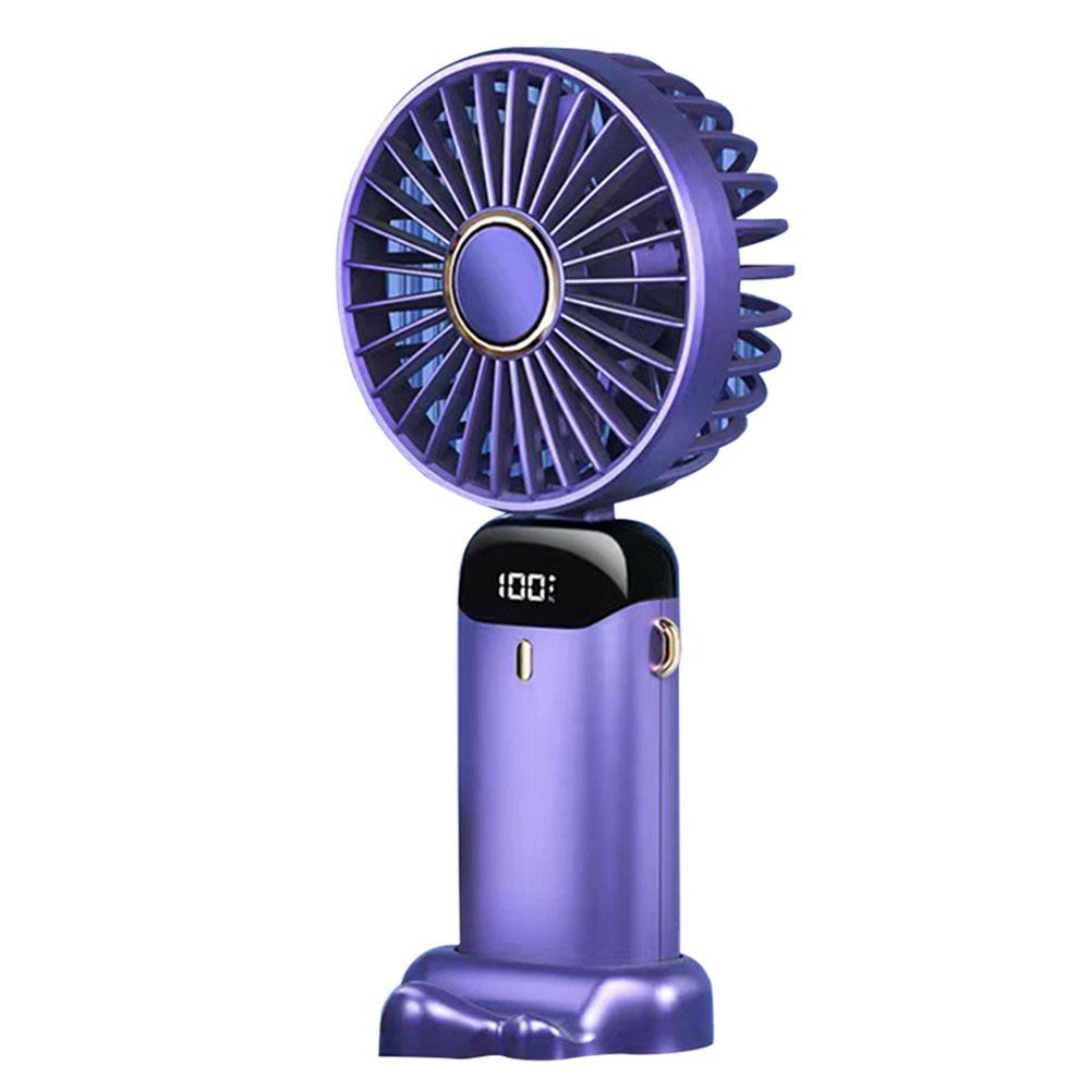 

Мини ручной вентилятор 1800 мАч, складной, портативный, с шейным подвесом, 5 скоростей, USB-перезаряжаемый вентилятор с подставкой для телефона и экраном фиолетовый