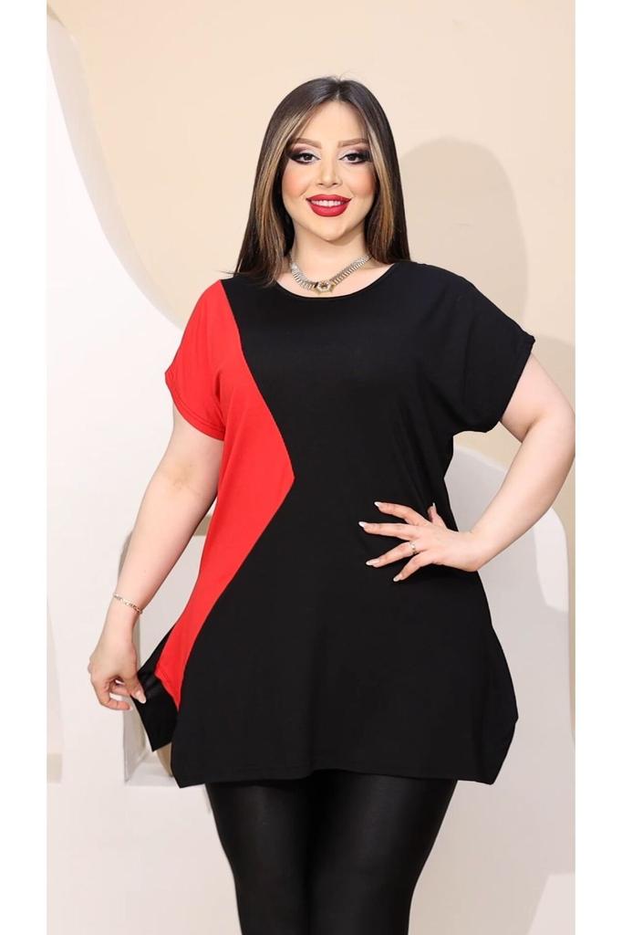 Women's Big Size Blouse Plus Size Triangle Slit Blouse